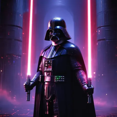 Darth Vader Dual Wielding Lightsabers in 3D