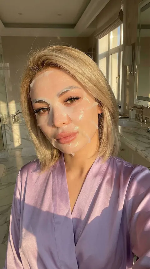 Golden Hour Glow Selfie in Lavender Robe