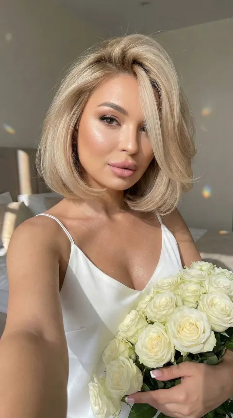 Selfie With White Roses