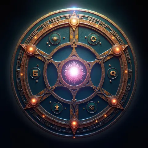Epic Circular Rune Logo With Glowing Aura