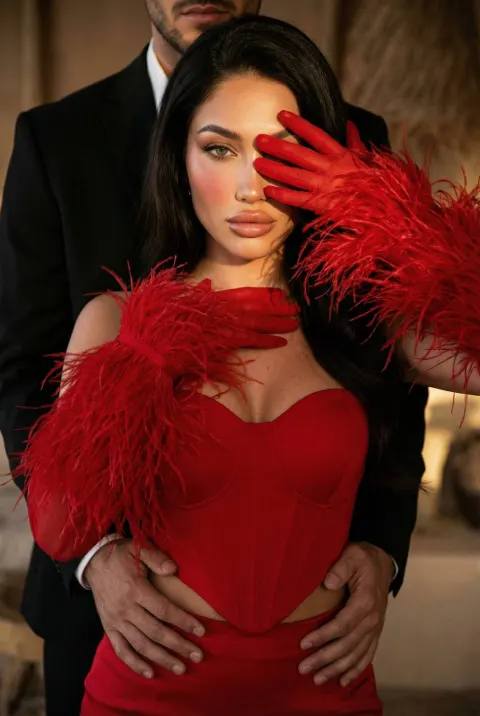 Red Feather High Fashion Portrait