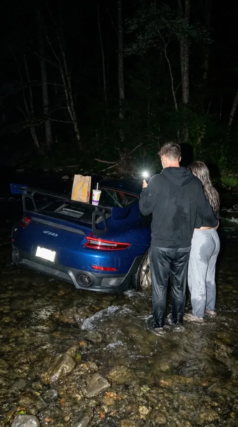 Night River Porsche Couple Encounter