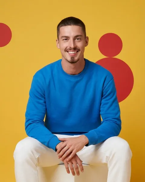 Fashion Studio Portrait Blue Sweatshirt
