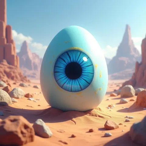 Blue Eyed Egg in a Sunlit Desert