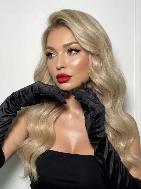 Elegant Black Satin Glove Portrait
