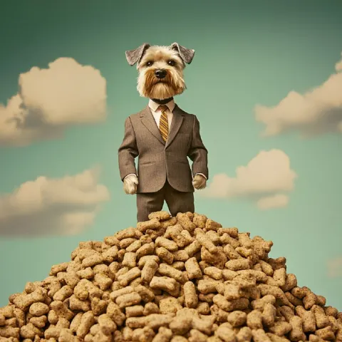 Schnauzer in Suit on Treat Mound