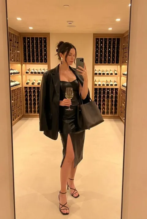 Mirror Selfie in Black Leather Chic
