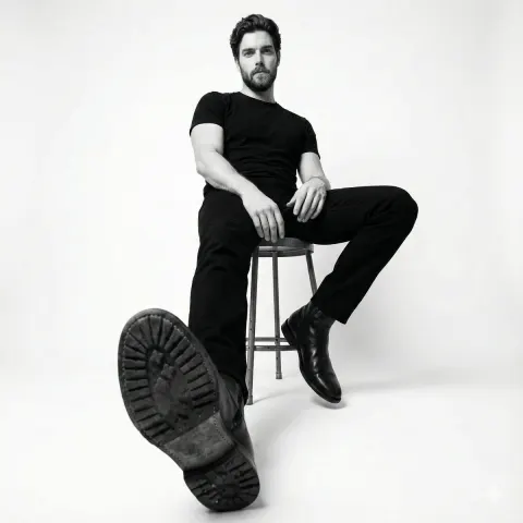 Black Boots Low-Angle Studio Shot
