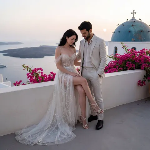 Romantic Sunset Moment on White Terrace