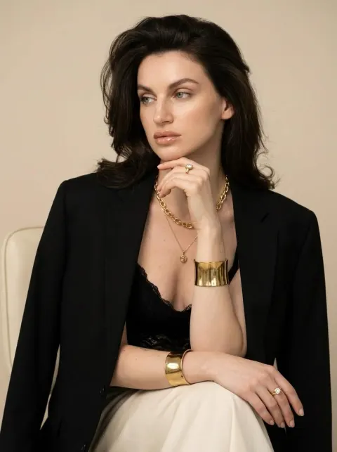 Elegant Gold Jewelry Studio Portrait