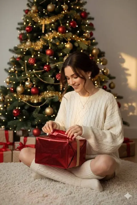 Cozy Christmas Morning Gift Unwrapping