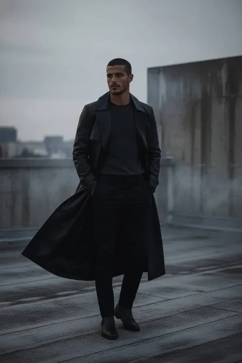 Moody Man on Urban Rooftop