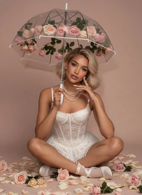 Dreamy Rose Umbrella Portrait