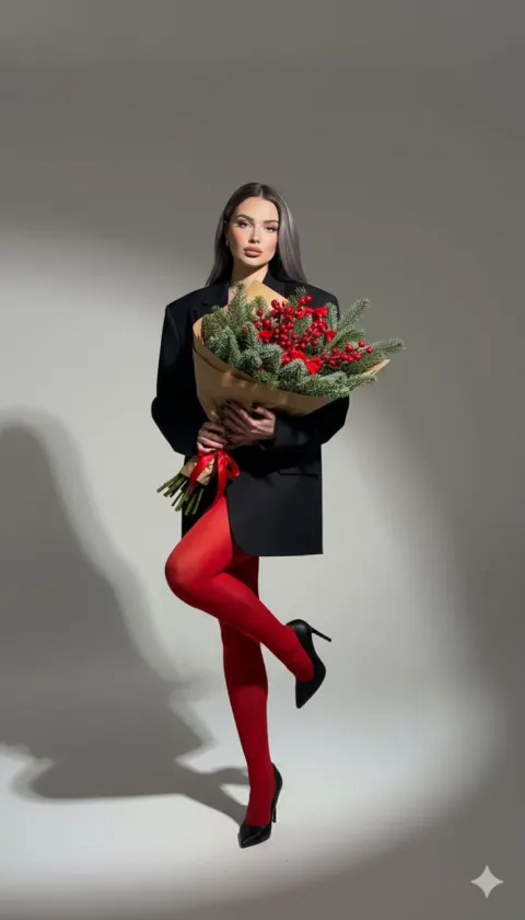 Fashion Model Festive Bouquet Editorial