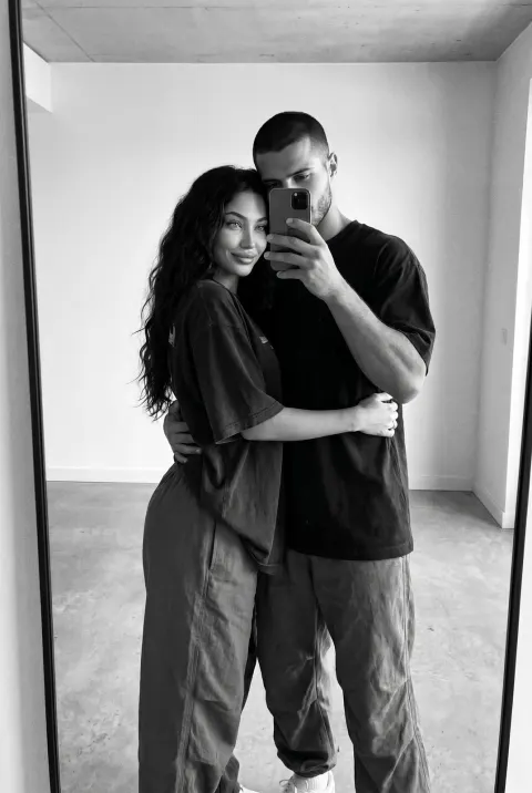Stylish Couple Mirror Selfie Portrait