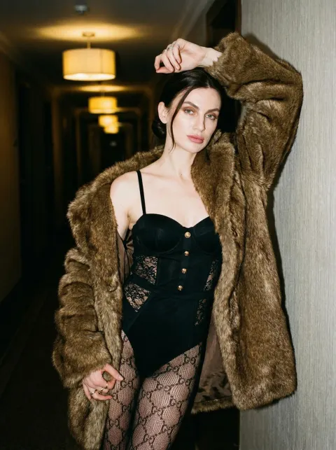 Fur Coat Hotel Hallway Portrait