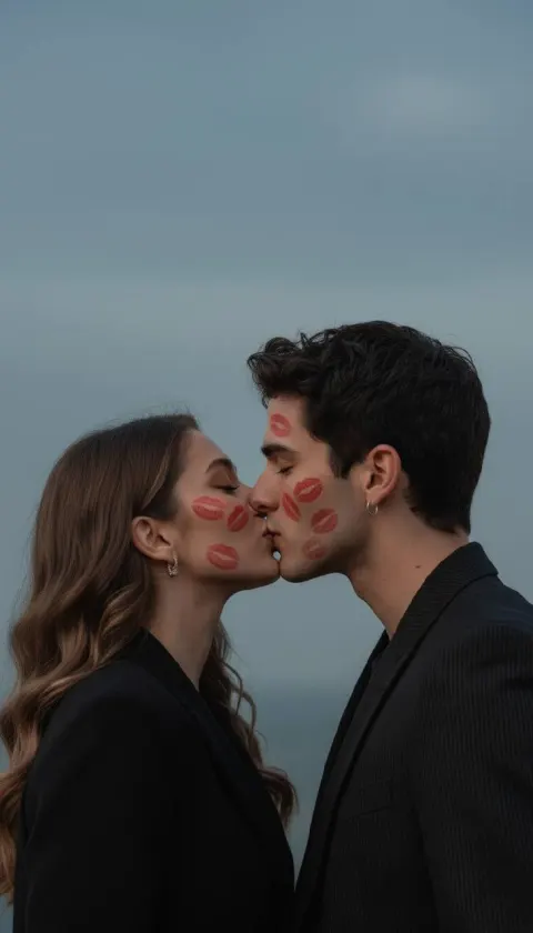 Lipstick Kiss Marks Romance