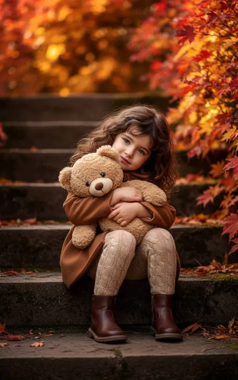 Autumn Teddy Bear Girl