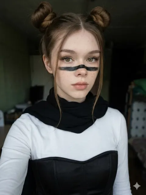E-Girl Portrait With Bold Stripe Makeup