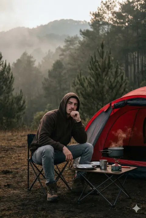 Moody Forest Camping Portrait