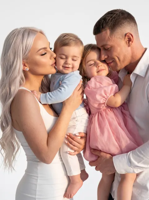 Realistic Family Portrait Golden Hour