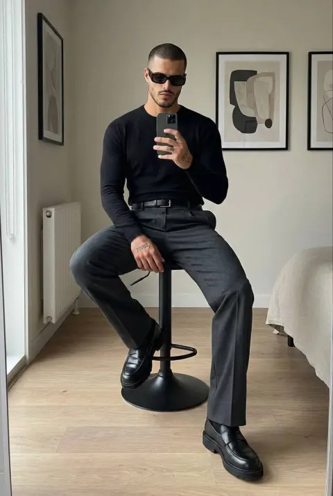 Vintage Man Mirror Selfie Style
