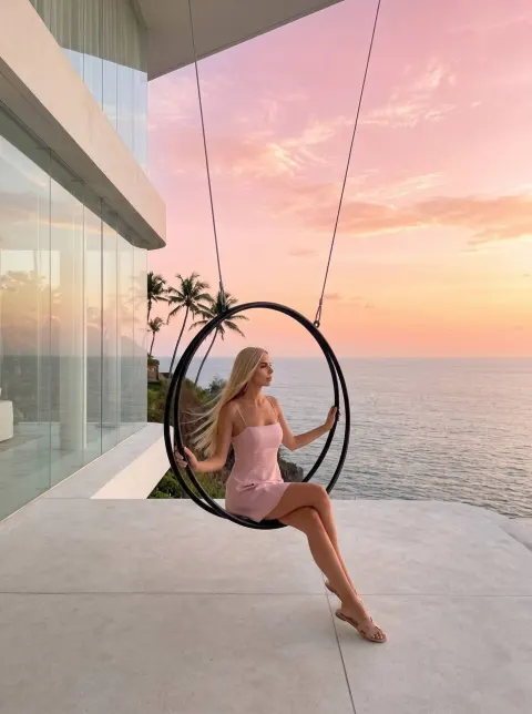 Cliffside Swing at Golden Sunset