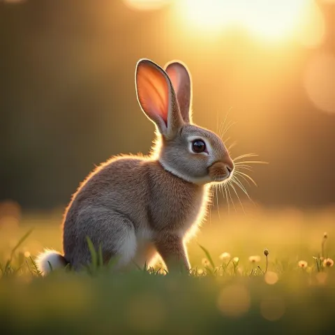Hyper Real Rabbit in Golden Hour Focus