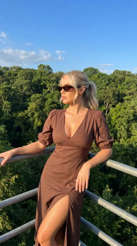 Woman in Brown Dress Forest Portrait