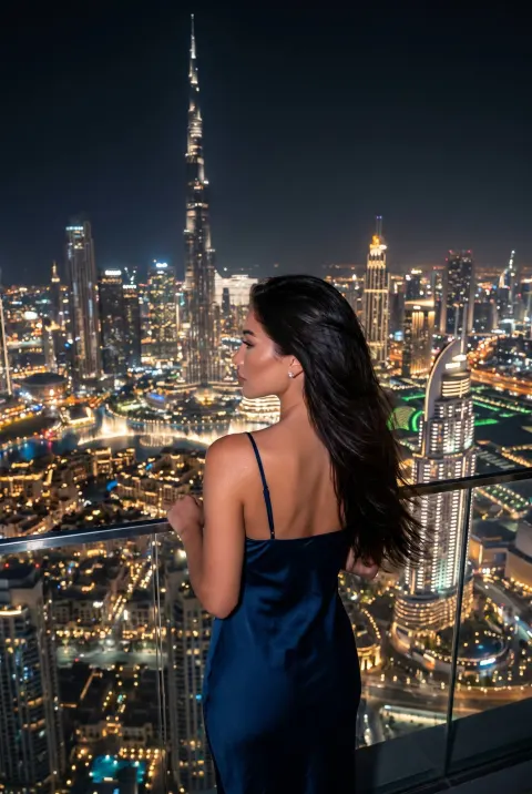 Dubai Night Skyline Silhouette