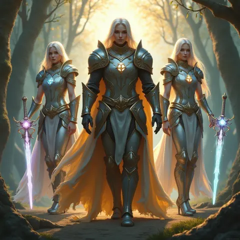Enchanted Knights With Glowing Runed Weapons