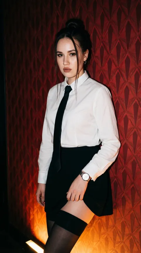 Flash Fashion Portrait Red Wall