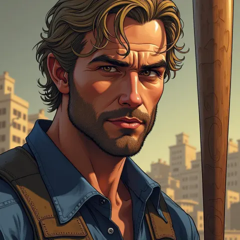 Trevor Philips With Bat in Fantasy Anime