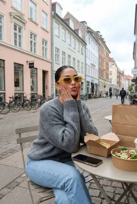 European Street Fashion Cafe Portrait