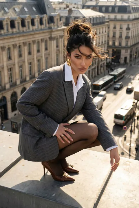 Rooftop Fashion Editorial Portrait