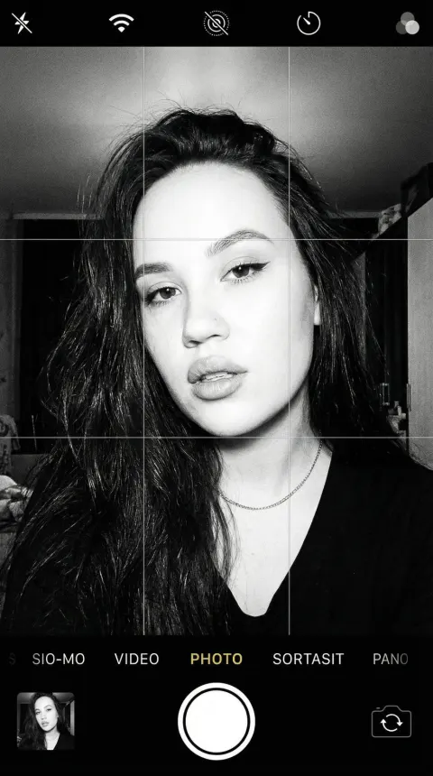 B&W Y2K Camera Selfie Portrait
