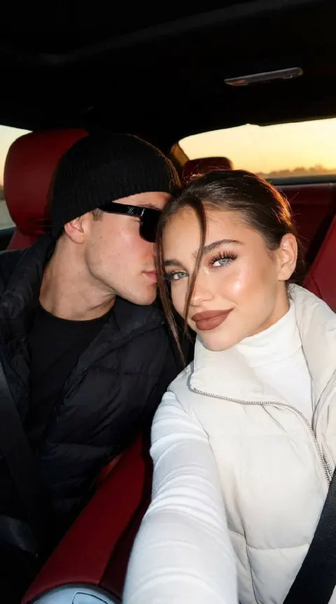 Winter Couple Luxury Car Selfie