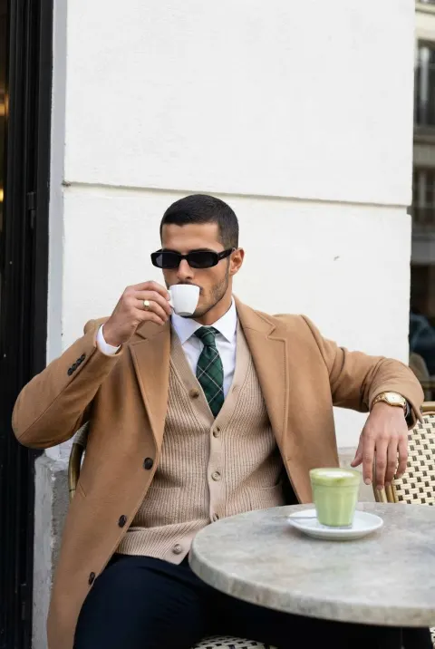 Stylish Man at European Café