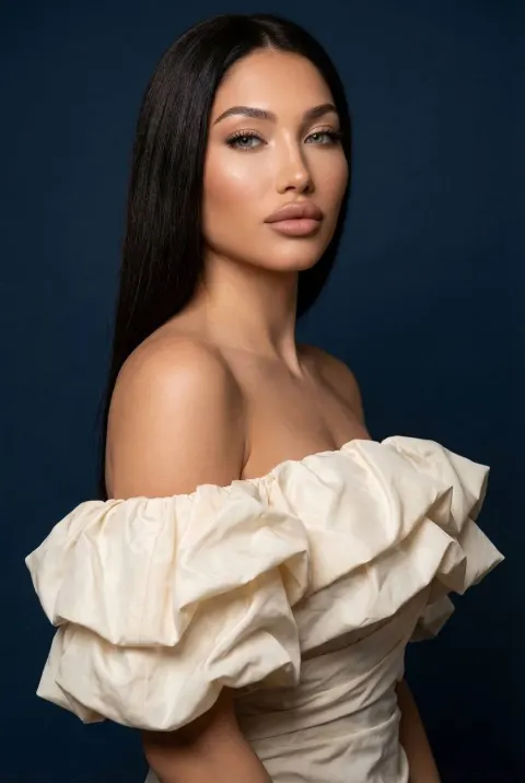 Elegant Blue Studio Portrait