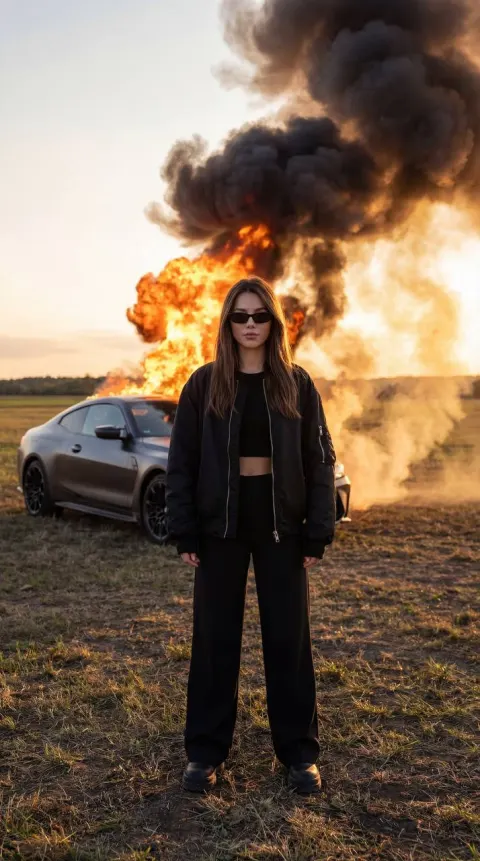 Sunset Explosion with BMW