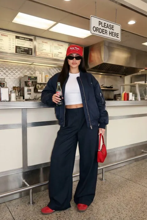 Stylish Woman Retro Diner Portrait