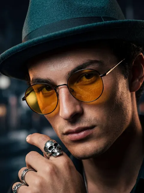 Noir Cinematic Portrait of Mysterious Man