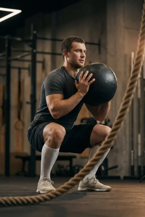 Cinematic Medicine Ball Squat Power