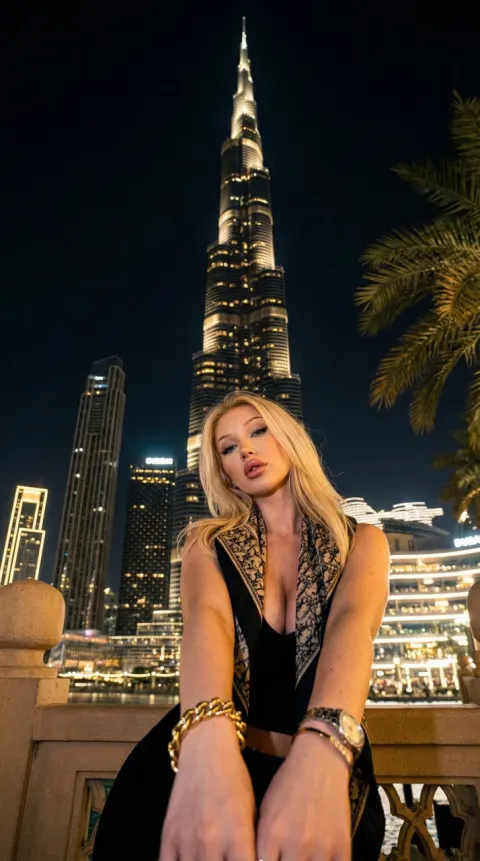Dubai Night Portrait at Burj Khalifa
