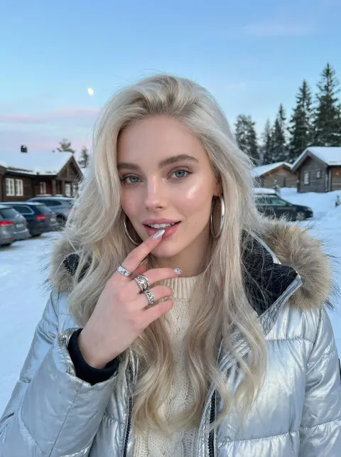 Playful Winter Portrait In Snowy Dusk