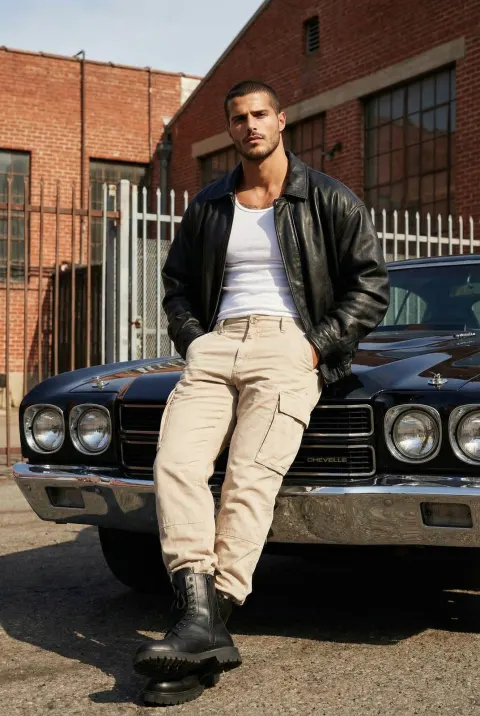 Vintage Muscle Car Street Fashion Editorial