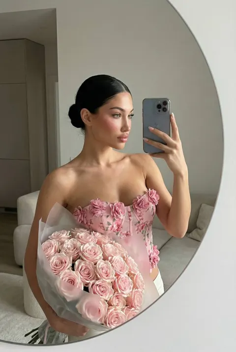 Pink Rose Mirror Selfie Style