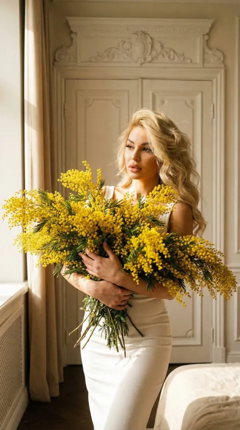 Vintage Mimosa Portrait by White Door