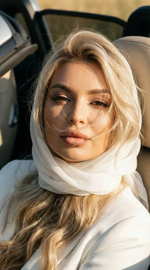 Windblown Beauty in Convertible