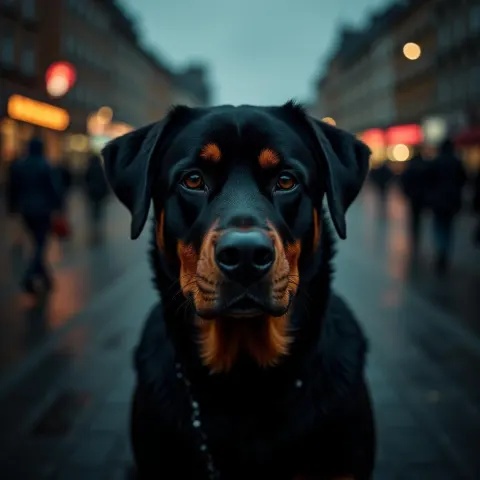 Rottweiler Prowling Berlin in Moody Widescreen
